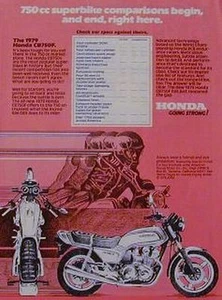 Honda 750 CB750F 1979 CB-750 F anuncio original de motocicleta - Imagen 1 de 1