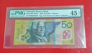 Superb ScarceRare Solid "8" - 2008 Australia $50 S/N "BB08888888" Banknote PMG45 - Picture 1 of 2