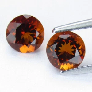 Impresionante par a juego de citrino natural de Madeira de 6,7 mm de forma redonda de 2,25 quilates - Imagen 1 de 7
