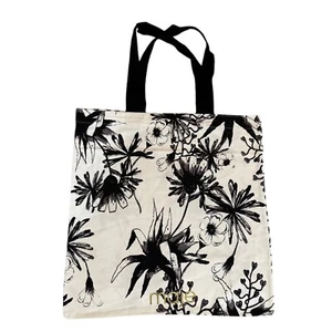 MAJE Paris White Black Floral Canvas Tote Bag ECO Reusable Shopper Bag Brand NEW - Picture 1 of 6