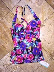 Seafolly Paradiso Floral Push-up Bra Tankini Swimsuit Top Women's US 6 NWT $138 - Picture 1 of 6