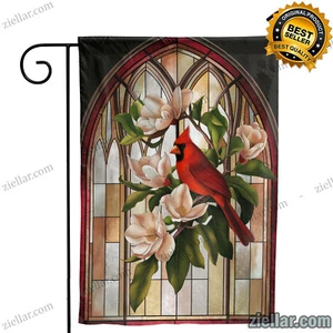 Red Cardinal Garden Flag 12x18 Inch Floral Double Sided Outdoor Yard Decor - Picture 1 of 5