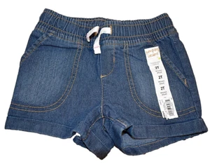 5TA NWT Size 2T Jumping Beans Girls Blue Jean Denim Pull On Shorts w/Drawstring - Picture 1 of 3
