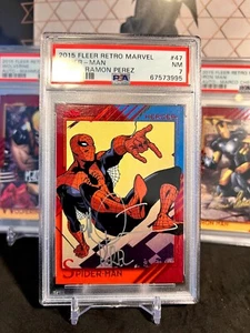 ⭐️ SPIDER-MAN 2015 MARVEL FLEER RETRO INSERT #47 PSA 7 NM AUTO 🔥 AUTOGRAPH - Picture 1 of 2
