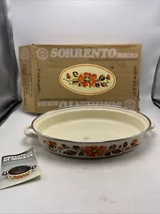 Moneta Sorrento Enamel 12" Oval Italy Floral Orange AP10 MCM Vintage 1970s Box - Picture 1 of 10
