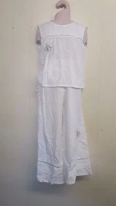 Wunderschönes weißes Top & Hose Set von Feu Follet - Alter 5-6 oder 7-8 Jahre - neu mit Etikett! - Bild 1 von 8