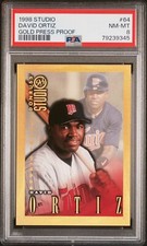 1998 Donruss Studio Studio Gold Press Proof #64 David Ortiz RC /300 PSA 8