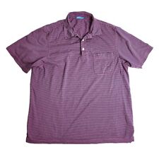 J McLaughlin Polo Shirt Size Large Pink Blue Striped Short Sleeve Golf