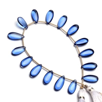 Tanzanite Color Quartz 15x7 mm Size Smooth Pear Shape Beads 7" Strand - Image 1 of 4