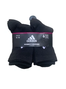 ADIDAS Women’s Crew Socks 6-Pack | Cushioned AEROREADY Everyday | Shoe Size 5-10 - Picture 1 of 2