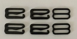 Black Metal 1/4" (10mm) Hook Slide Set Bra Lingerie Bathing Suit Strap USA - Picture 1 of 1