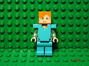 Lego NEW Minecraft Alex minifig W/ medium azure armor - Picture 1 of 1