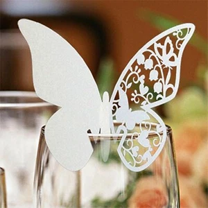 Butterfly Design Wedding Wine Glass Name Place Card Laser Cut Party Table Decor▫ - Picture 1 of 36