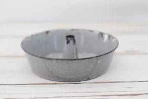 Antique Gray Graniteware Bundt Pan Baking Tin Pan Cake Pan Mottled Agate - Picture 1 of 7