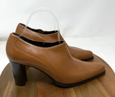 Rangoni of Florence Brown Slip On Block Heel Slip On Leather Loafer Pumps  9 AAA - Image 1 of 4