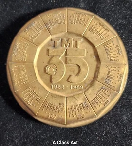 35 Year Anniversary TMT 1954-1989 Bronze Paperweight Medallion Calendar. T6183 - Picture 1 of 15