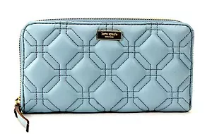 Kate Spade Astor Court Neda Zip Around Wallet in Wedgewood Blue Grey WLRU1240 - Picture 1 of 5