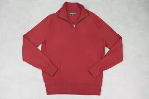 J Crew Sweater Mens Medium Red Pullover Half Zip Mercantile Merino Wool Blend - Picture 1 of 11