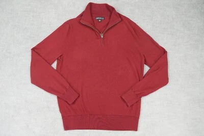 J Crew Sweater Mens Medium Red Pullover Half Zip Mercantile Merino Wool Blend - Image 1 of 4