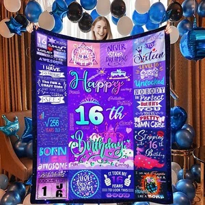 16 Year Old Girl Birthday Gift Ideas Throw Blanket 16th Birthday Gifts for Gi... - Picture 1 of 6