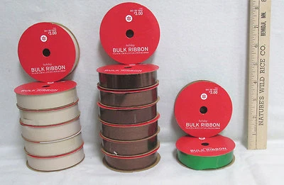 Holiday Bulk Ribbon Lot of 15 Spools Brown Green Cream Gift Wrapping Crafts - Image 1 of 2