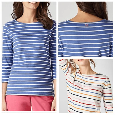 Ex Crew Clothing Women's Essential Breton 3/4 Sleeve Top - Image 1 of 4
