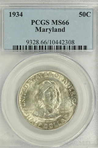 1934 Maryland Commemorative Silver Half Dollar : PCGS MS66 Cover