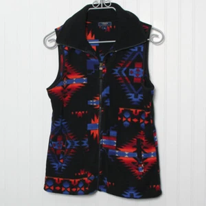 Chaps Women Fleece Full Zip Pockets Poly Aztec Vest Medium - Picture 1 of 8