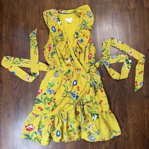 MAEVE Anthropologie XS Mostaza Fresa Botánico Floral Jardín Fiesta Vestido Cr - Imagen 1 de 20