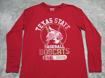 Texas State Bobcats Shirt Mens Medium Red Gold Football University Long Sleeve - Image 1 of 4