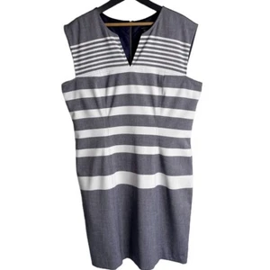 Tommy Hilfiger Women's Sheath Dress Size 14 Striped Navy Blue & White Sleeveless - Picture 1 of 7