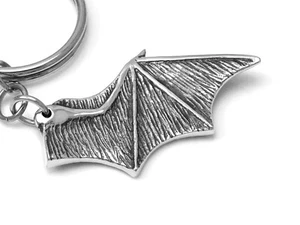 Schlüsselanhänger Fledermausflügel, Handarbeit Halloween Tier Schlüsselring in Zinn auf 30 mm Ring - Bild 1 von 4