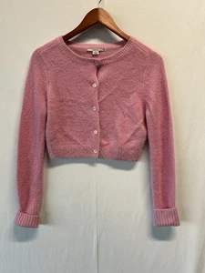 Kimchi Blue Fuzzy Button-Down Cropped Cardigan Size Small Pink - Bild 1 von 7