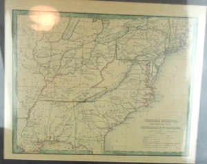 1835 UNITED STATES Railroads & Canals T.G. Bradford antike Karte ~ 12,2" x 9,8" - Bild 1 von 16