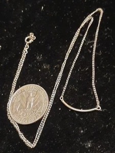 Vtg Necklace W/ Unique Curved Pendant 925 Sterling Silver 18" Chain G25 - Picture 1 of 7