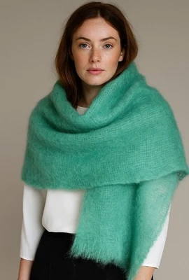 VTG Sea Green Aqua Scottish Mohair Scarf Shawl Made in Scotland Large - Image 1 of 4