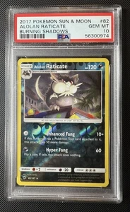 PSA 10 ALOLAN RATICATE REVERSE FOIL 82 BURNING SHADOWS 2017 SUN MOON POKEMON - Picture 1 of 2