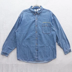 Vintage Universal Studios Escape Reality Orlando Denim Button Down Shirt Size L - Picture 1 of 5