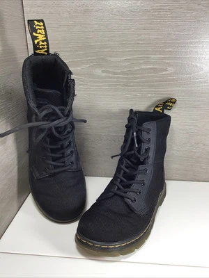 Dr. Martens Doc Combs J Air Wair Combat Boots, Kid Youth 1, Canvas Zip Black EUC - Image 1 of 4