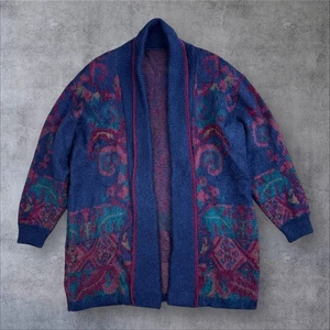 St Michael Vintage 90s Mohair Blend Knit Cardigan Coat Size UK 14 Oversized 80s - Bild 1 von 11