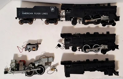 3 American Flyer 21107 21160 Steam Locomotives & 1 PRR Tender Lot 4 Parts/Repair - Image 1 of 4
