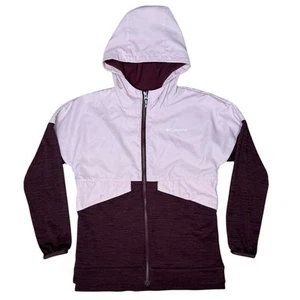 Columbia Girls Out-Shield Dry Fleece Jacket M 10/12 Hooded Zip Pockets Pink Wine - Picture 1 of 8