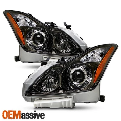 For 2008-2013 Infiniti G37 14-15 Q60 Coupe Black Headlight Pair Driver+Passenger - Image 1 of 4