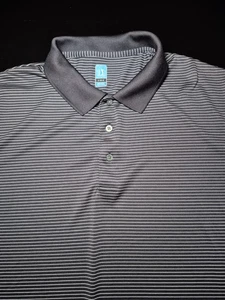 Mens Large PGA Tour Polo Golf Shirt Dark Blue With White Stripes - Picture 1 of 11