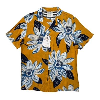 牛仔和花朵衬衫男式 M 中号夏威夷花卉仙人掌男人 Ricky Singh — 第 1/4 张图片