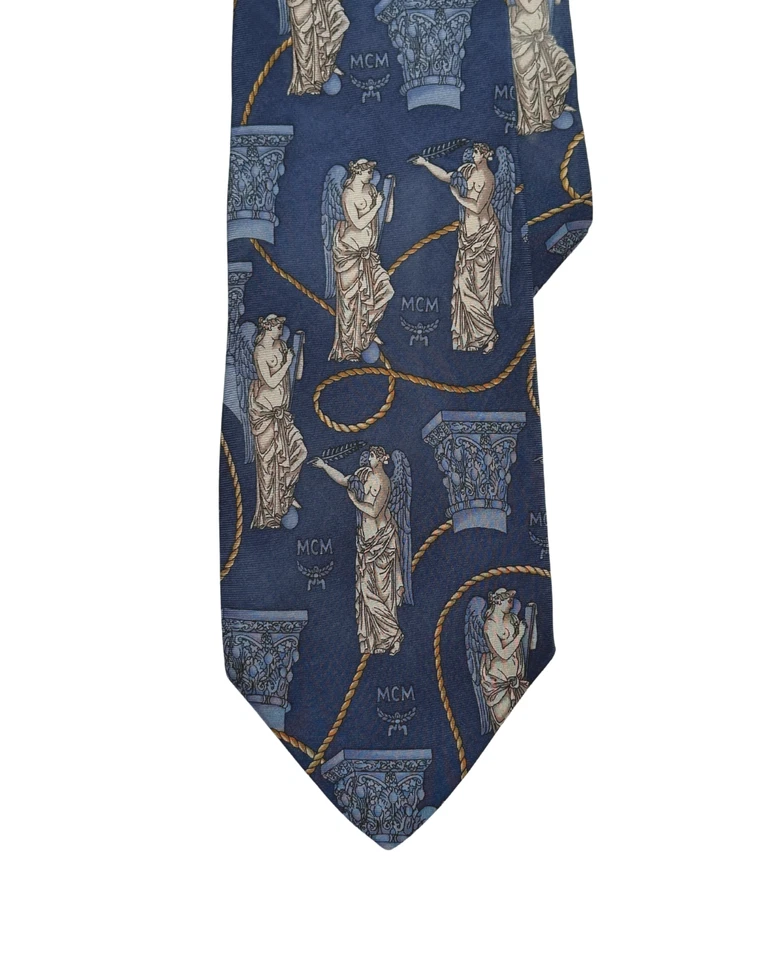 Corbata de seda MCM patrón de estatua en azul Foto 1 de 4