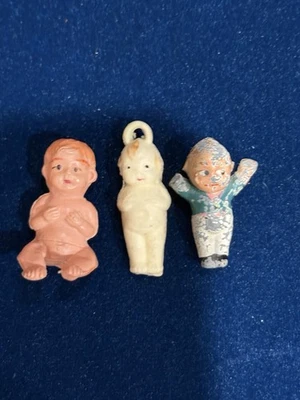 "Lote de 3 figuras Kewpie miniatura vintage de plástico celuloide de plomo figura de 1""" Foto 1 de 4