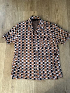 Murano Men Liquid Luxury Slim Fit Button Down Burnt Orange Short Sleeve Shirt XL - Picture 1 of 8