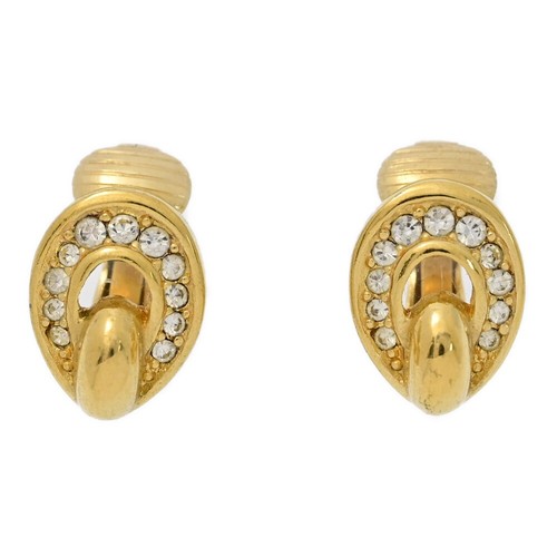 Orecchini Christian Dior con strass lega placcati 4 4 g oro vintage