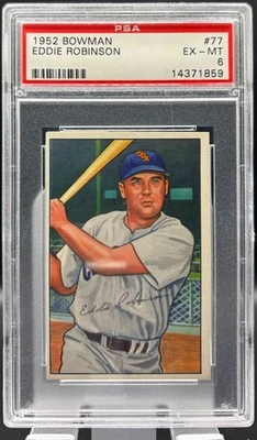 1952 Bowman Eddie Robinson #77 White Sox PSA 6 EX-MT Vintage Graded Baseball - Image 1 of 2
